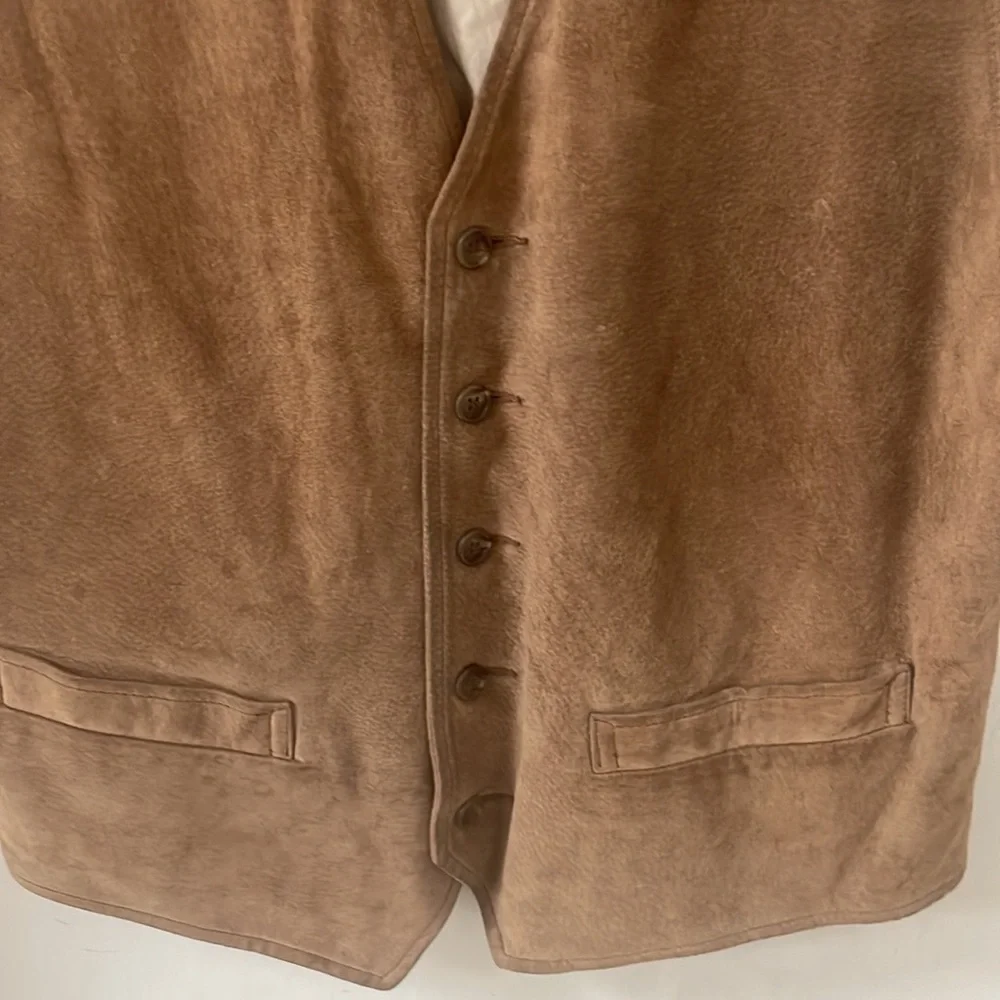 The J. Peterman Company Lexington Kentucky Brown Suede Leather Vest Size M